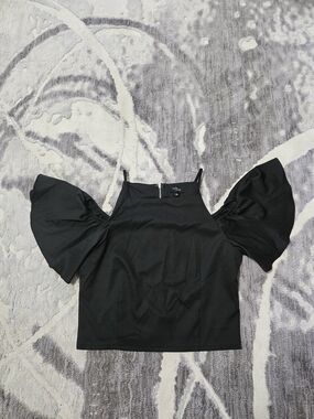 Milk And Honey Black Cold-Shoulder Puff-Sleeve Blouse Size M